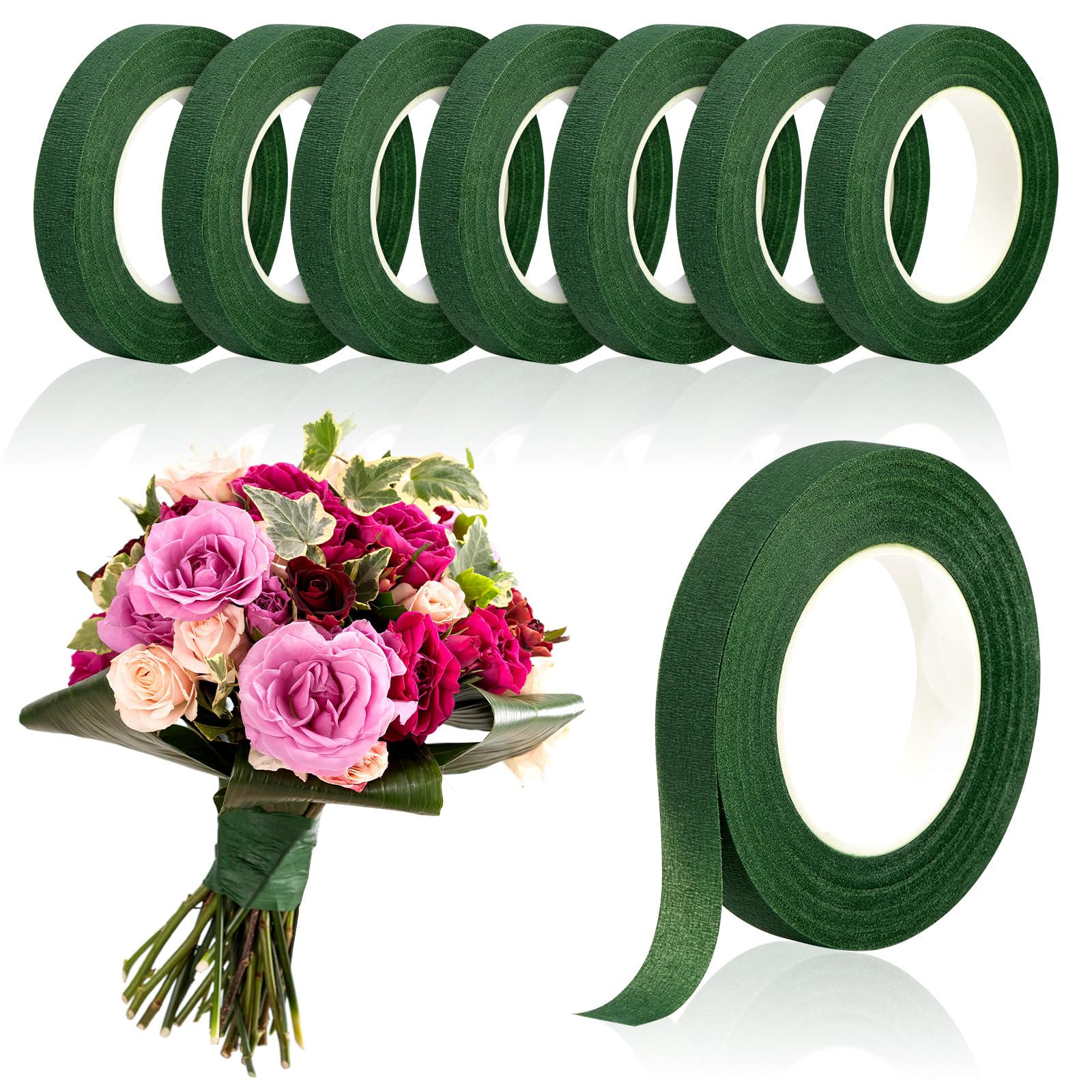 Wedding Supply Decor - 20 หลา เทปดอกไม้สีเขียว เทปกระดาษห่อแบบมีกาวในตัว เทปห่อดอกไม้ DIY