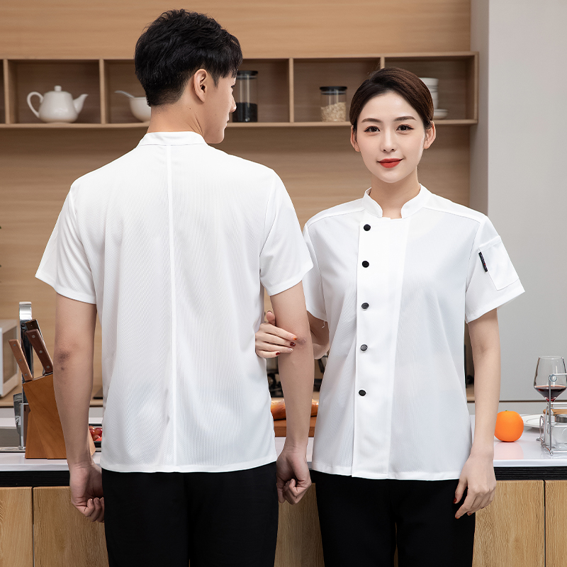 Wedding Job - การจัดเลี้ยงครัวทําอาหารแจ็คเก็ตยืดหยุ่นแห้งเร็วชุดเชฟBreathableตาข่ายOverallsเสื้อผ้าอาหารเบเกอรี่Caféเสื้อทํางาน