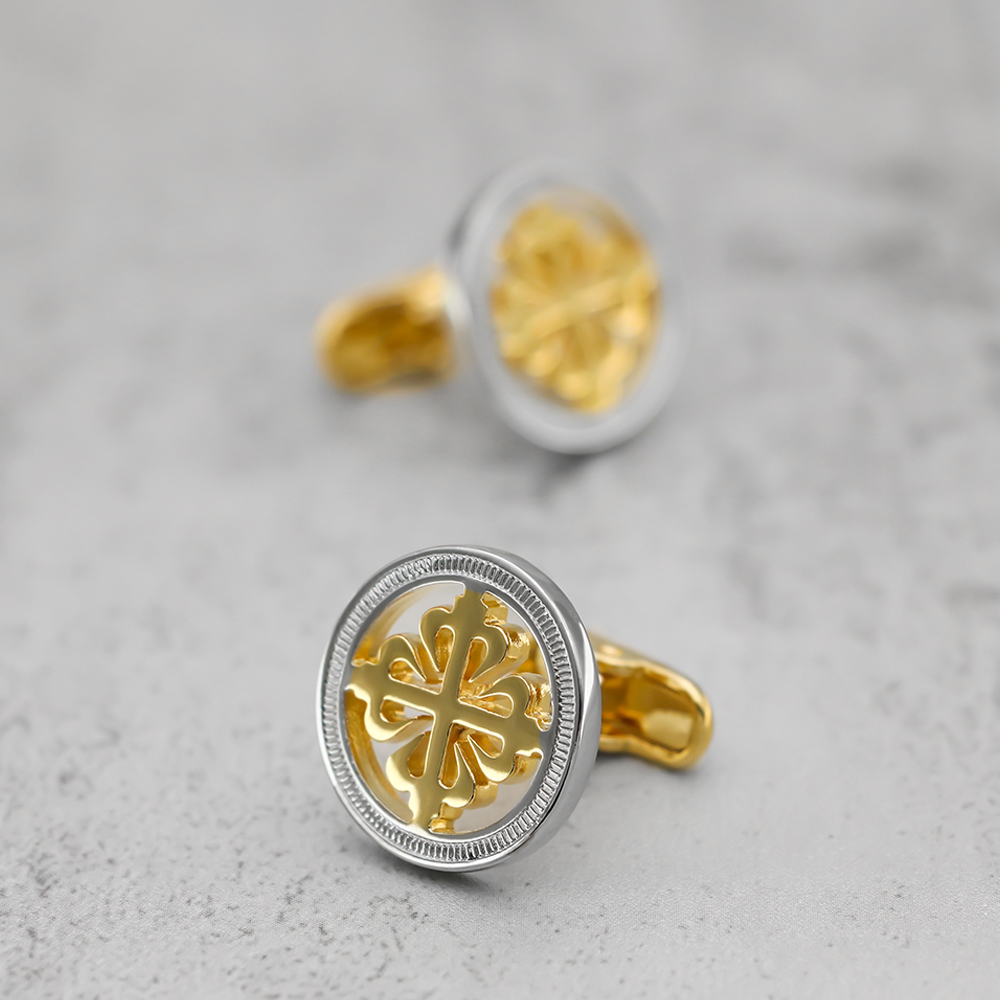 Wedding Supply Factory - Luxury Iris ดอกไม้ Cufflinks คุณภาพสูงรอบ Cross