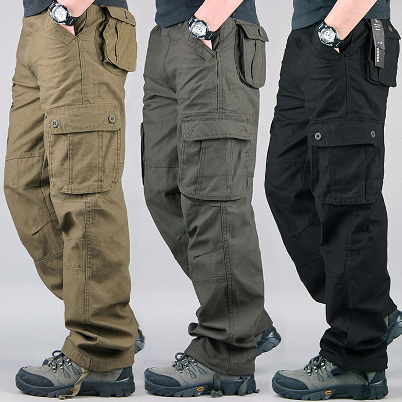 Wedding Job - ยุทธวิธี Cargo กางเกงผู้ชายผ้าฝ้าย Overalls กางเกงทํางานกลางแจ้งขนาดใหญ่ Ombre