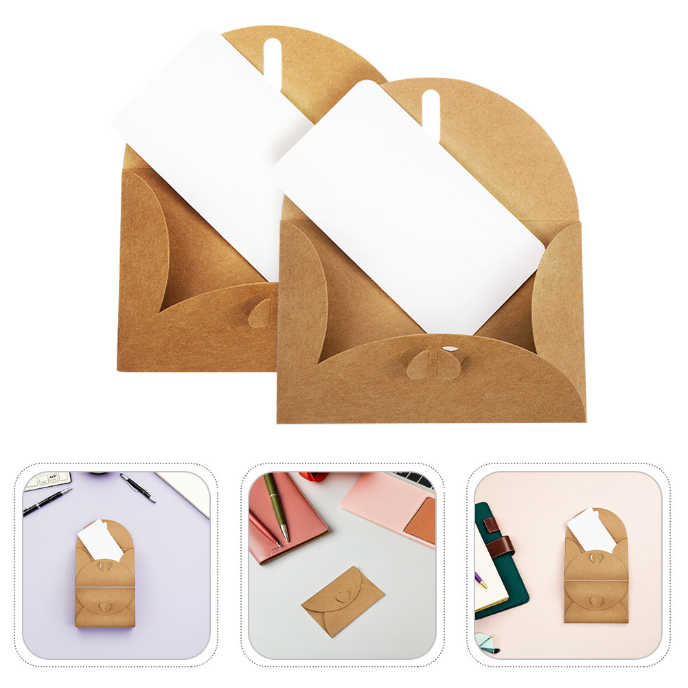 Wedding Envelopes - ซองกระดาษคราฟท์ขนาดเล็ก 30 ชุด พร้อมฝาปิดรูปหัวใจ สีน้ำตาล แข็งแรง