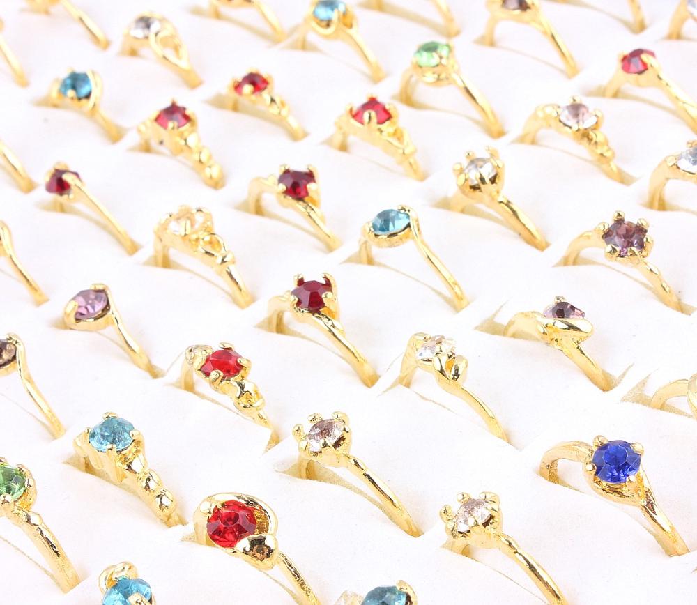 Wedding Job - ขายส่งจำนวนมาก Job 20Pcs คริสตัล Rhinestone คริสตัลสีทองแหวนผู้หญิงงานแต่งงานงานแต่งงานของขวัญแฟชั่นเครื่องประดับฟรี