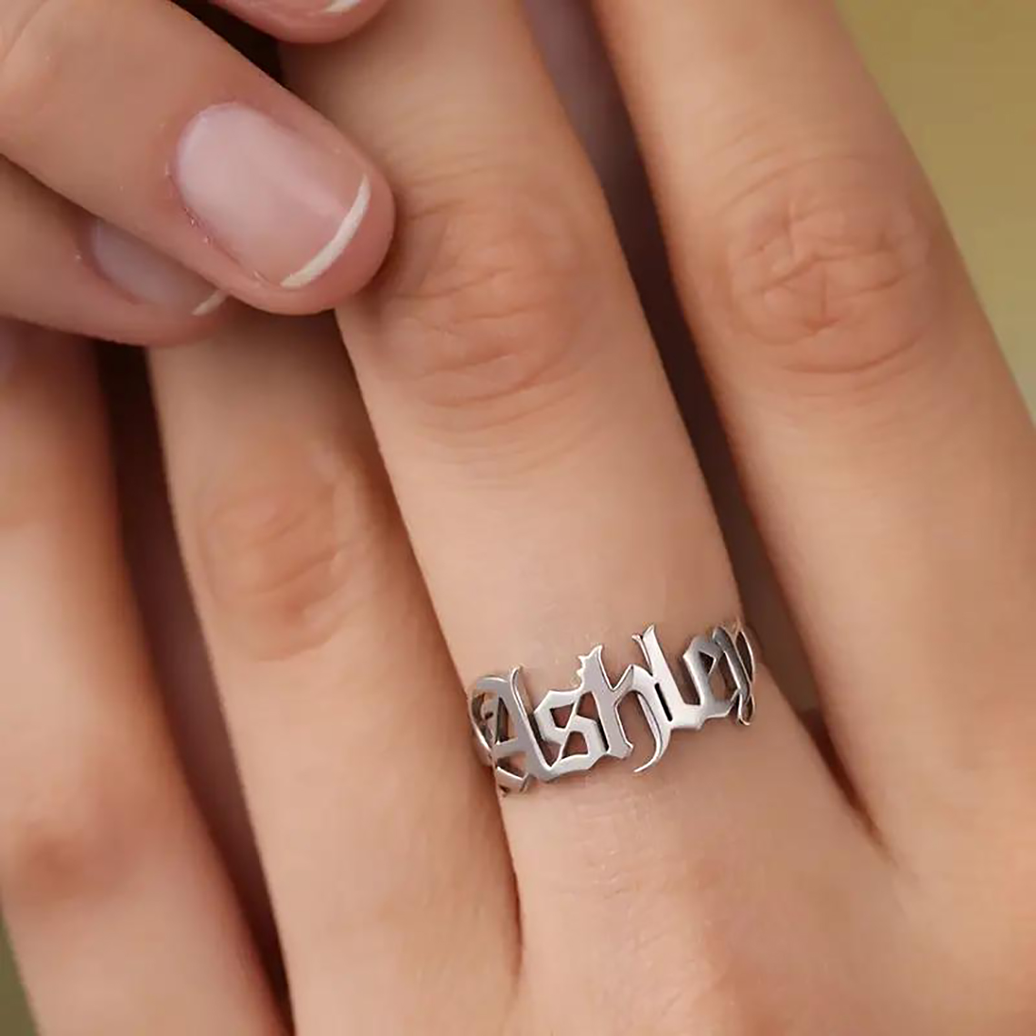 Wedding Zone - CUSTOM GOLD แหวนผู้หญิงแหวนโกธิคเก่าภาษาอังกฤษแหวนสแตนเลสส่วนบุคคลเครื่องประดับงานแต่งงานเดทของขวัญ