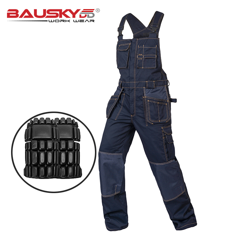 Wedding Job - Multi Pocket Bib Overalls ผู้ชายเข่า Pads