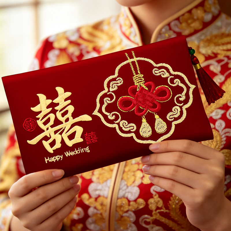 ซองจดหมายสีแดงงานแต่งงานผ้าปัก - Wedding Envelopes บทวิจารณ์และราคา