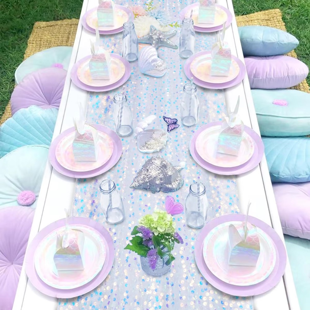 ผ้าปูโต๊ะกลิตเตอร์สีรุ้งแบบยาว - Table Runner Sequin บทวิจารณ์และราคา