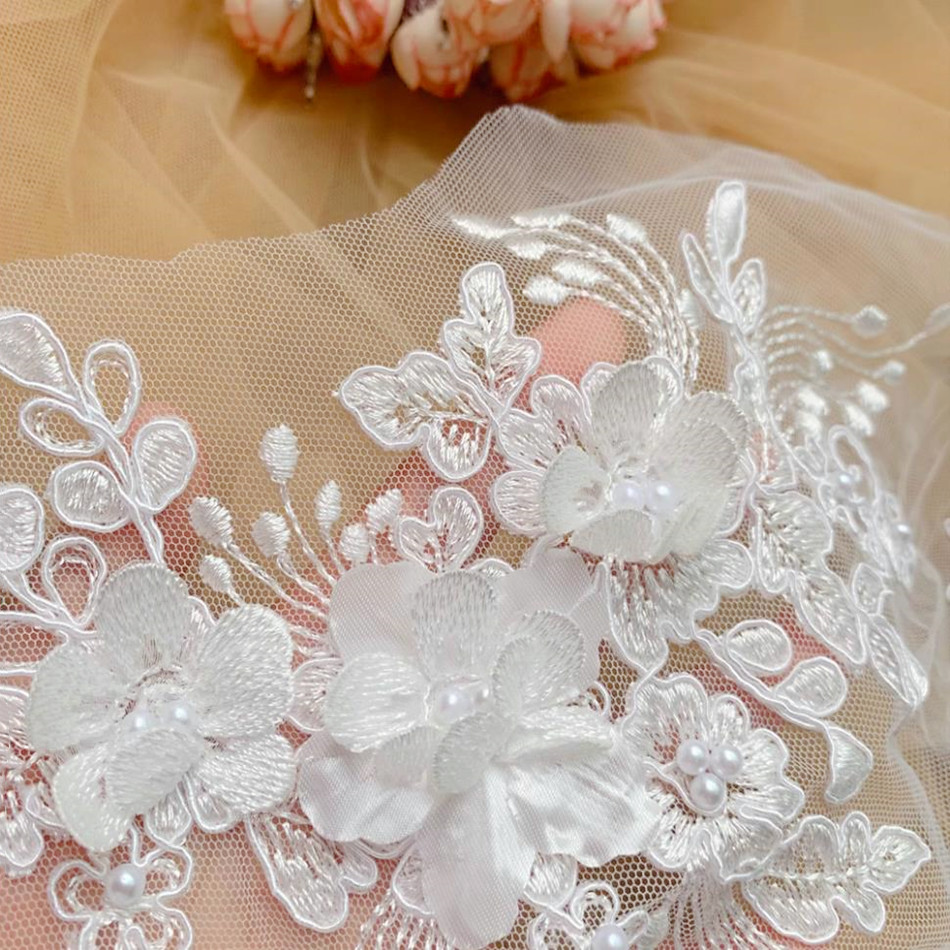 เส้นขอบลูกไม้ไข่มุกดอกไม้กระจก - Wedding Supply Online บทวิจารณ์และราคา