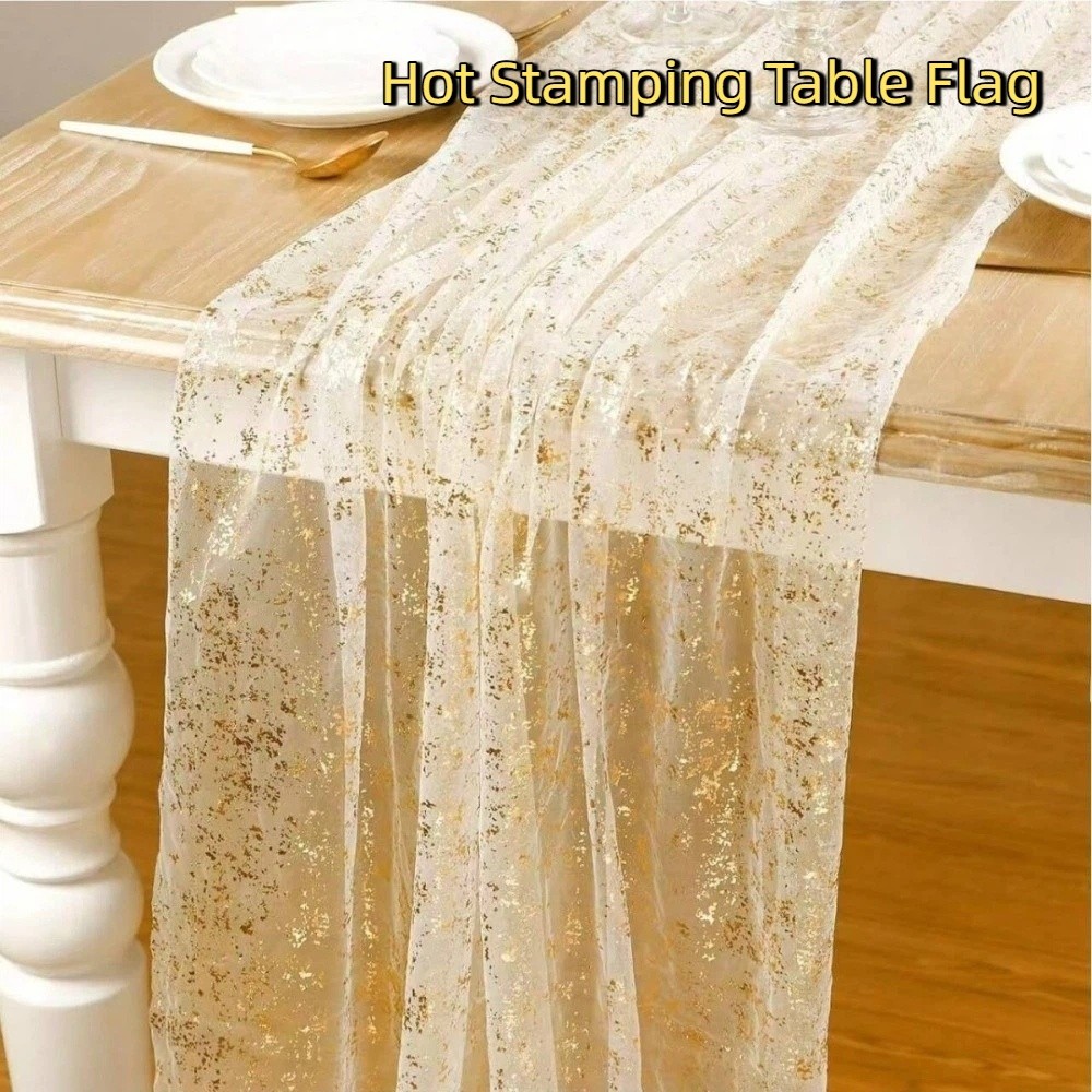 ผ้าปูโต๊ะปักเลื่อมสีทองสไตล์ยุ - Table Runner Sequin บทวิจารณ์และราคา