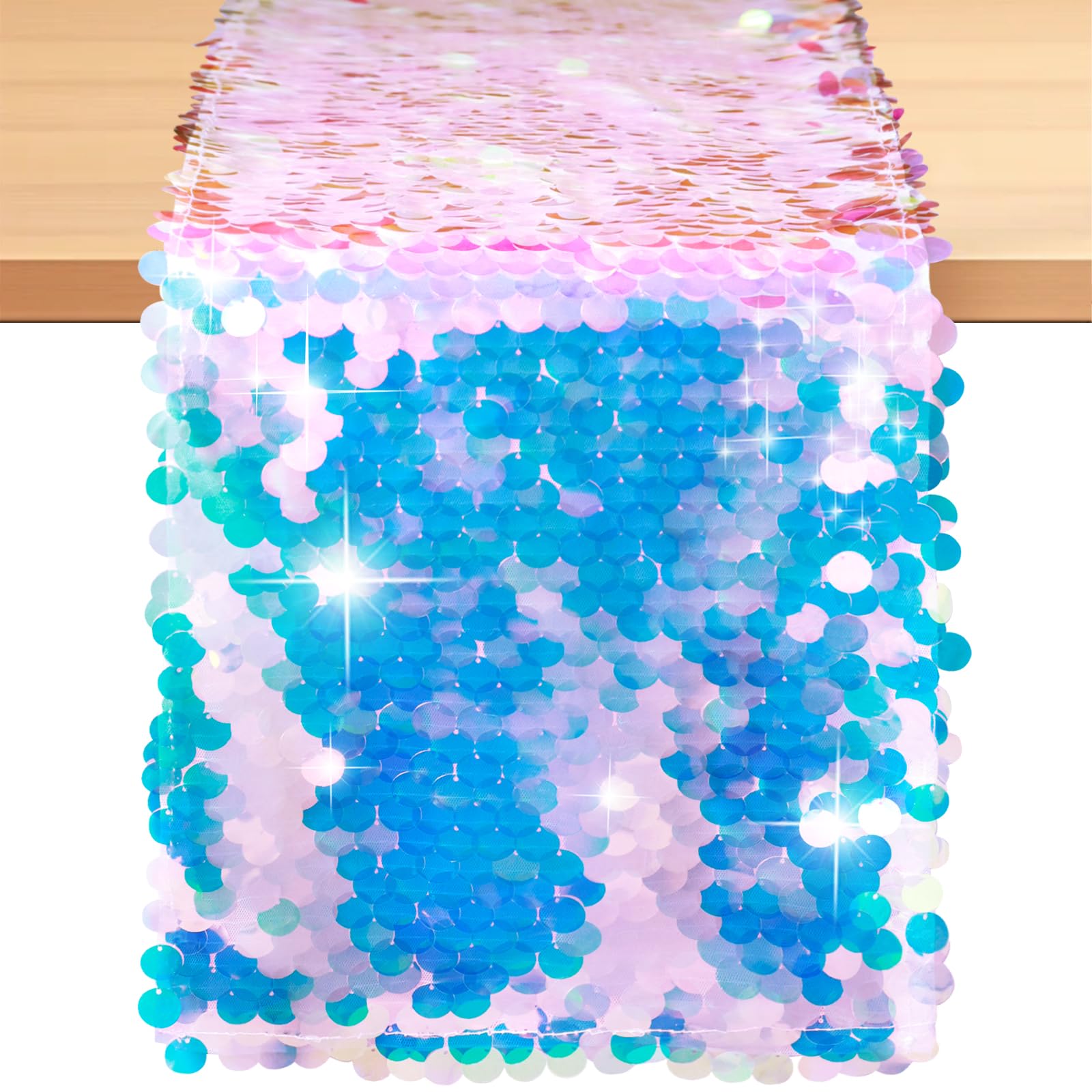 Mermaid Party Table Runner Mer - Table Runner Sequin บทวิจารณ์และราคา