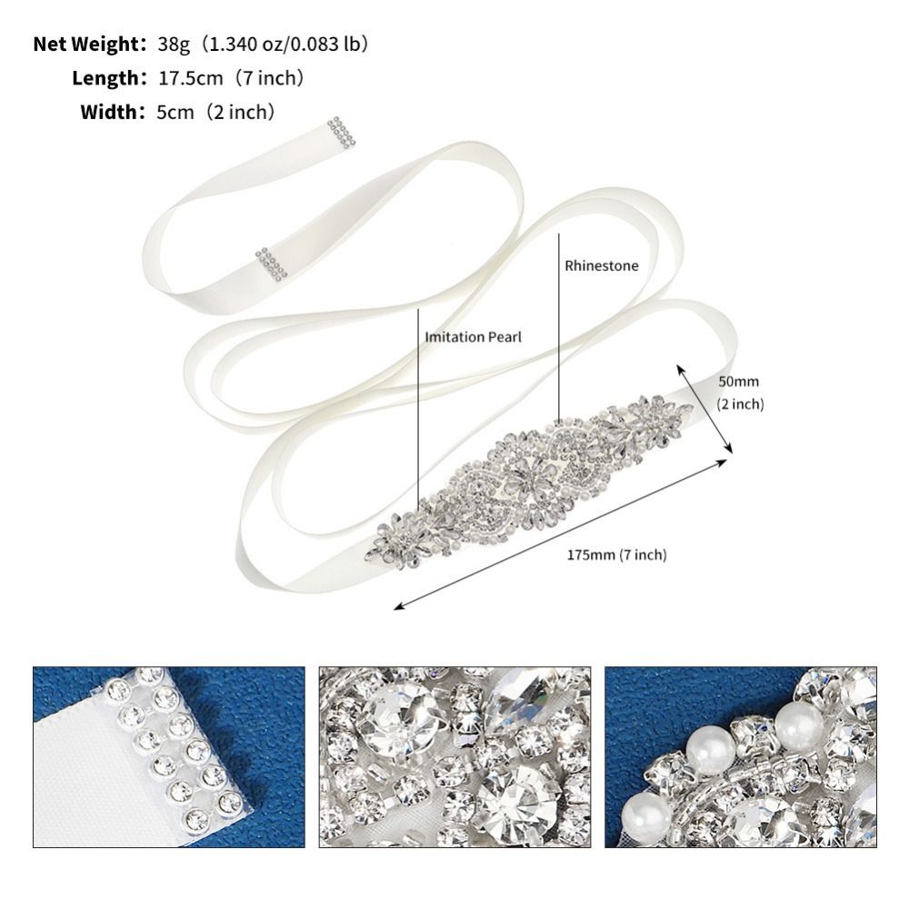 เข็มขัดประดับเพชรงานแต่งงานสีเ - Bridal Sash Ribbon บทวิจารณ์และราคา