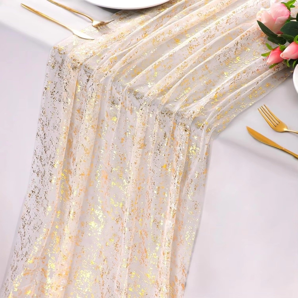 ผ้าปูโต๊ะปักเลื่อมสีทอง ประดับ - Table Runner Sequin บทวิจารณ์และราคา